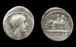 Ancus Marcius, Denarius, Statue on Aqueduct reverse